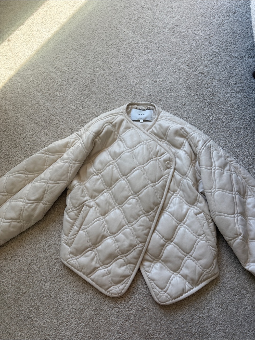A.L.C. Quilted Ivory Crewneck Jacket